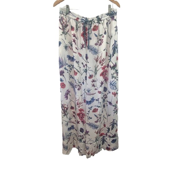 NWT BCBG Max Azaria - White w/ Multicolor Floral Print Wide Leg Pants Size L - Picture 2 of 8